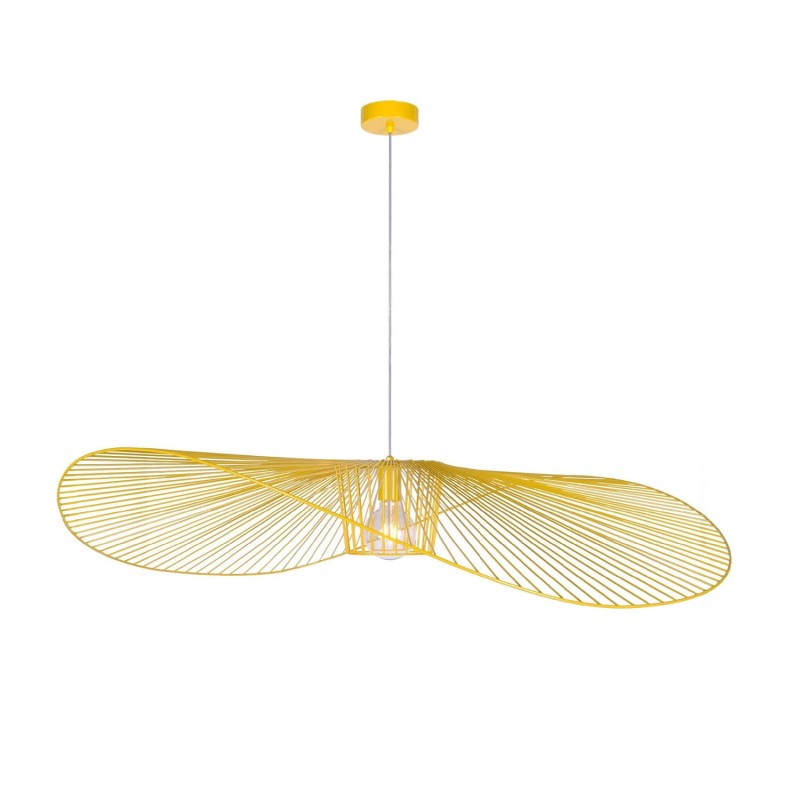 Kapelusz Żółty - nowoczesna, duża lampa wisząca, żyrandol druciany (2).jpg