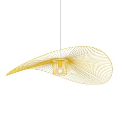 Kapelusz Żółty - nowoczesna, duża lampa wisząca, żyrandol druciany.jpg