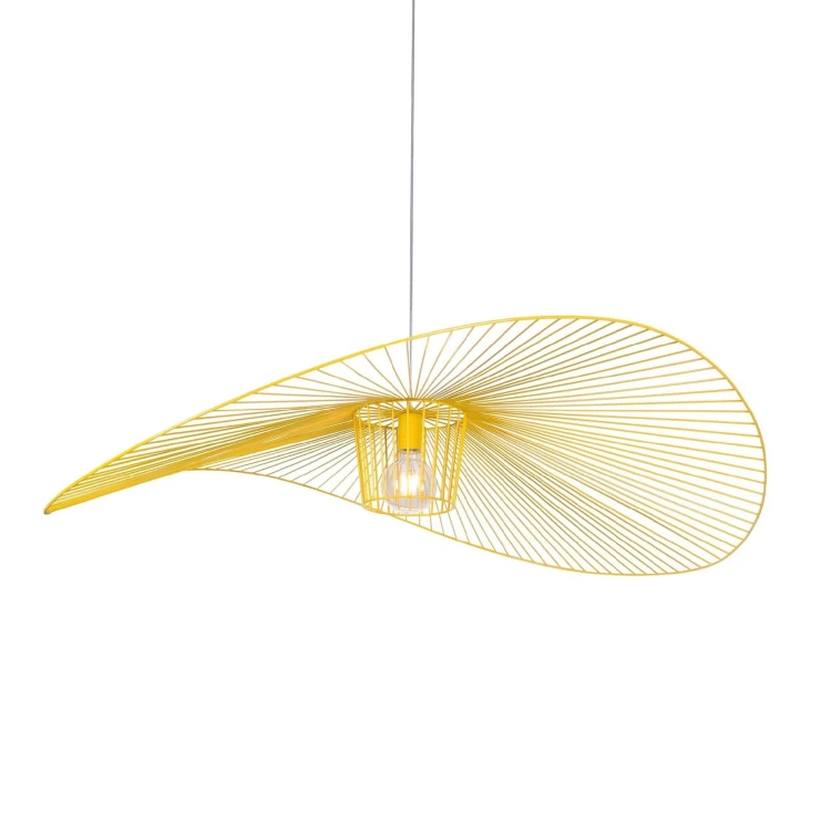 Kapelusz Żółty - nowoczesna, duża lampa wisząca, żyrandol druciany.jpg