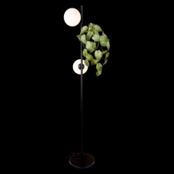 Herbarium Podłogowa - stojąca lampa czarna z kwietnikiem, dwa białe klosze (2).jpg