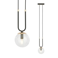 Glam 1 Black - lampa wisząca do sypialni, klosz przezroczysty - szczegóły.jpg