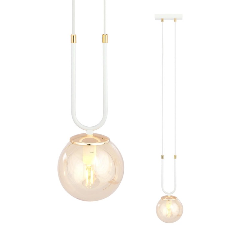 Glam 1 White - lampa wisząca glamour, klosz bursztynowy - szczegóły.jpg