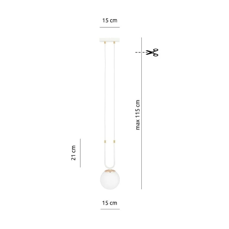 Glam 1 White - lampa wisząca do łazienki, klosz biały mleczny wymiary.jpg