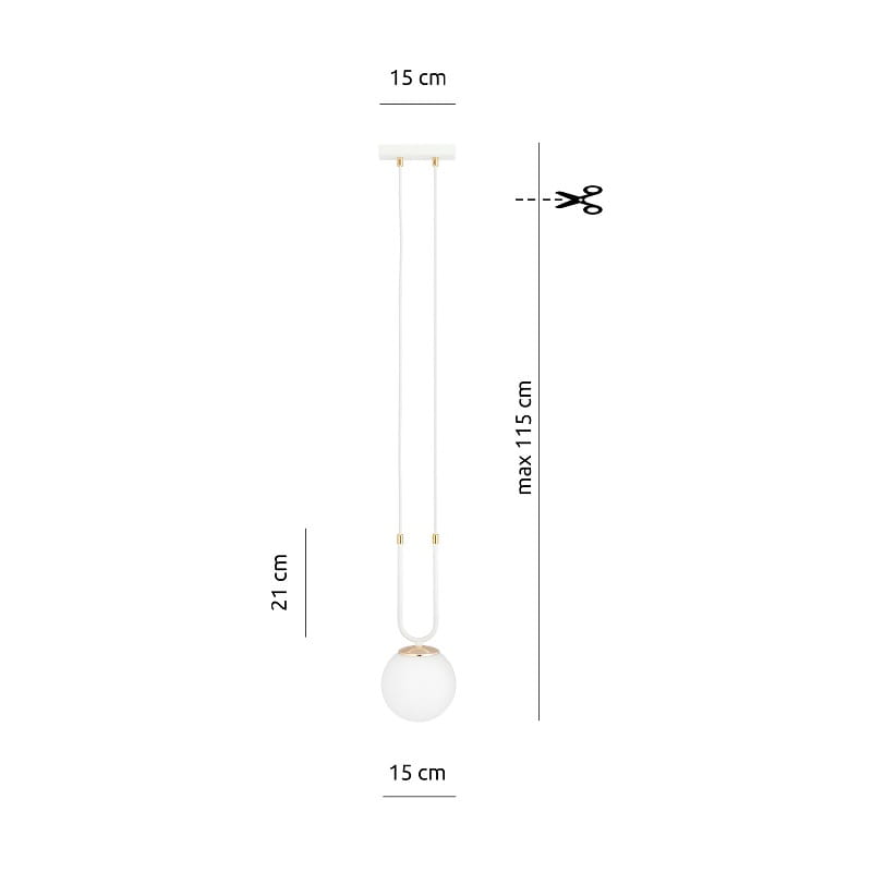 Glam 1 White - lampa wisząca do łazienki, klosz biały mleczny wymiary.jpg