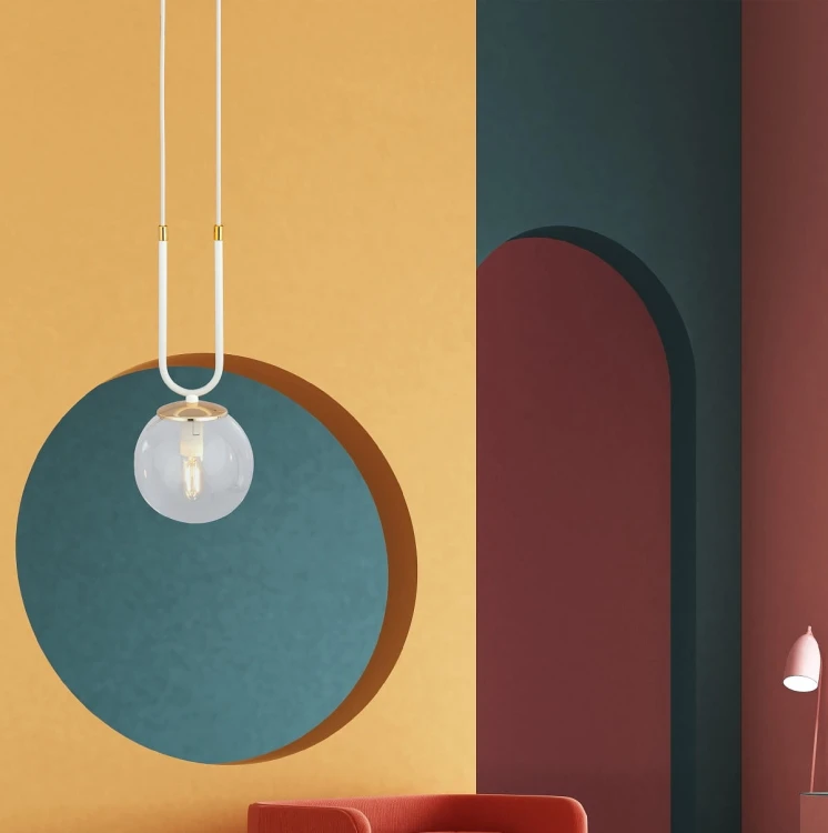 Glam 1 White - wisząca lampa z przezroczystym kloszem aranżacja.jpg