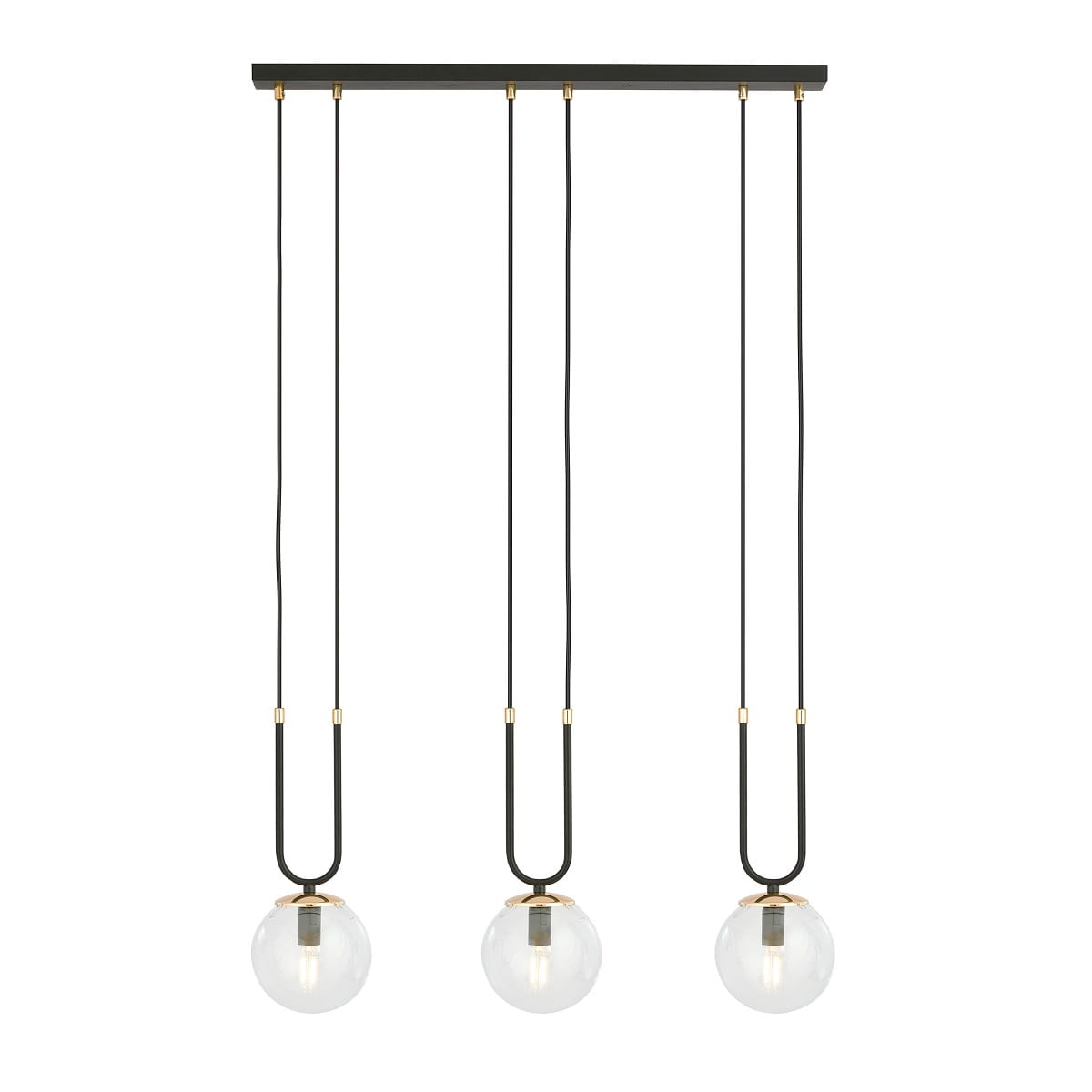 Glam 3 Black - lampa wisząca z elegancją trzech transparentnych kloszy.jpg