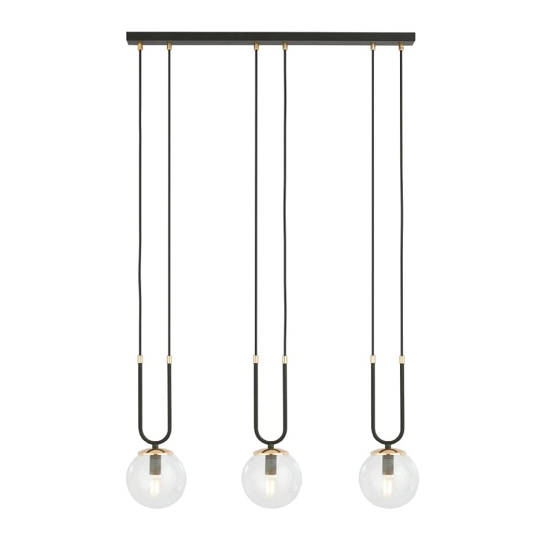 Glam 3 Black - lampa wisząca z elegancją trzech transparentnych kloszy.jpg