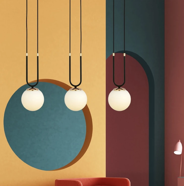 Glam 3 Black - lampa wisząca z elegancją trzech mlecznych, białych  kloszy aranżacja.jpg