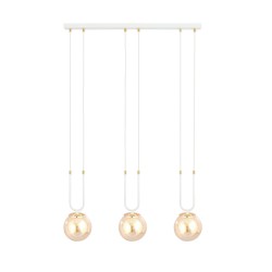 Glam 3 White- lampa wisząca z elegancją trzech bursztynowych kloszy