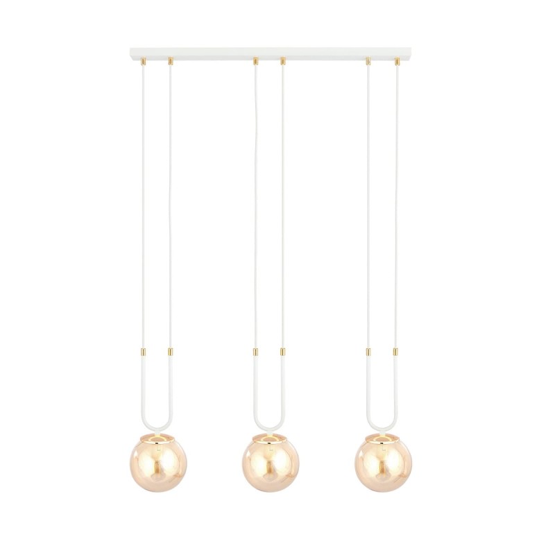 Glam 3 White- lampa wisząca z elegancją trzech bursztynowych kloszy
