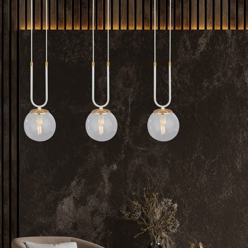 Glam 3 White- lampa wisząca z elegancją trzech przezroczystych kloszy aranżacja (2).jpg