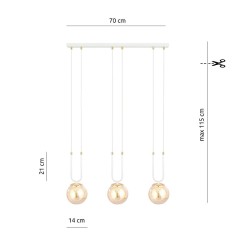 Glam 3 White- lampa wisząca z elegancją trzech mlecznych, białych kloszy wymiary.jpg