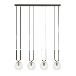 Glam 4 Black - nowoczesna lampa wisząca nad stół w jadalni, klosze transparentne.jpg