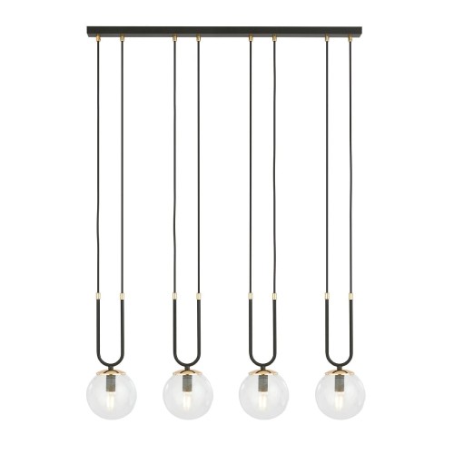 Glam 4 Black - nowoczesna lampa wisząca nad stół w jadalni, klosze transparentne.jpg