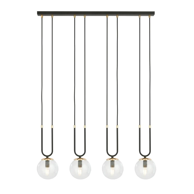 Glam 4 Black - nowoczesna lampa wisząca nad stół w jadalni, klosze transparentne.jpg