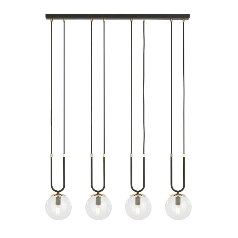 Glam 4 Black - nowoczesna lampa wisząca nad stół w jadalni, klosze transparentne.jpg
