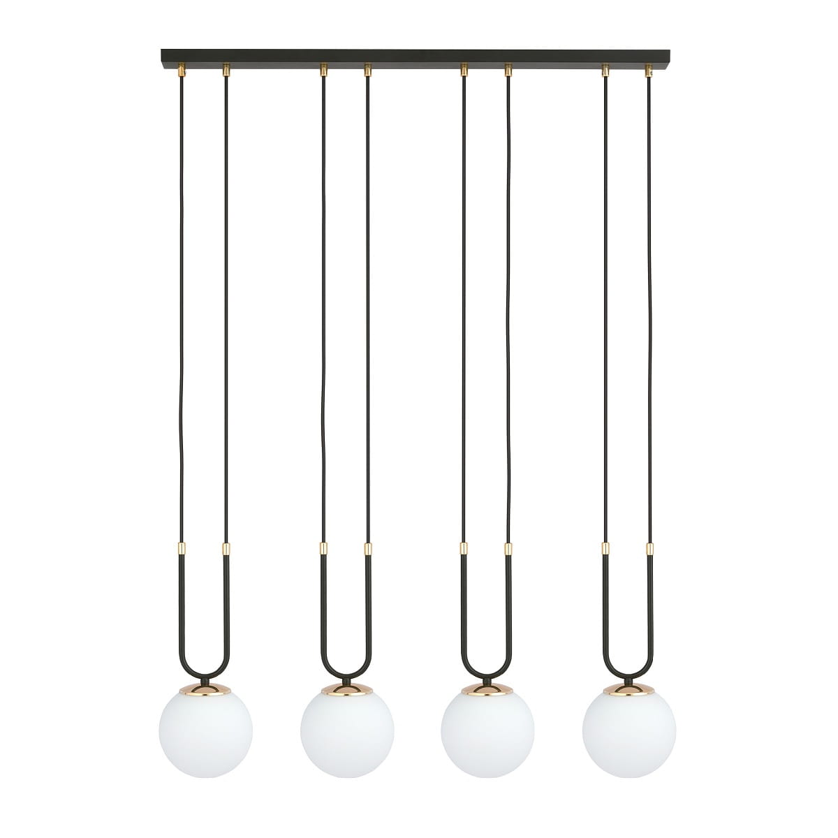Glam 4 Black - nowoczesna lampa wisząca nad stół w jadalni, klosze białe.jpg