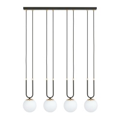 Glam 4 Black - nowoczesna lampa wisząca nad stół w jadalni, klosze białe.jpg