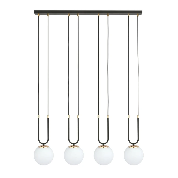 Glam 4 Black - nowoczesna lampa wisząca nad stół w jadalni, klosze białe.jpg