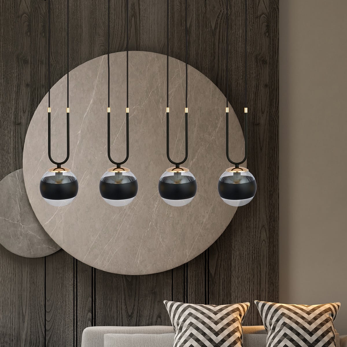Glam 4 Black stripe - nowoczesna lampa wisząca nad stół w jadalni aranżacja.jpg