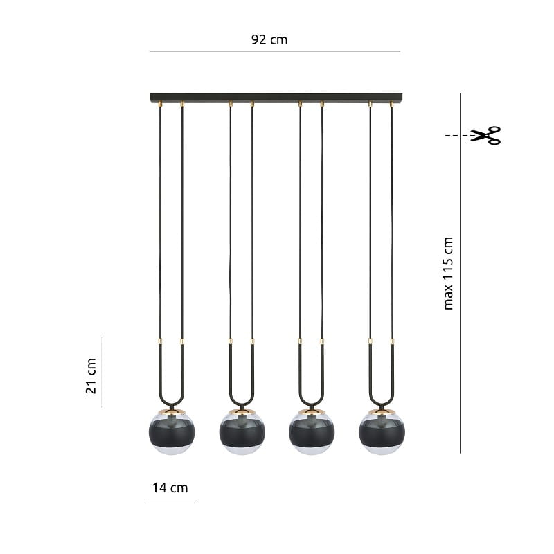 Glam 4 Black stripe - nowoczesna lampa wisząca nad stół w jadalni wymiary.jpg