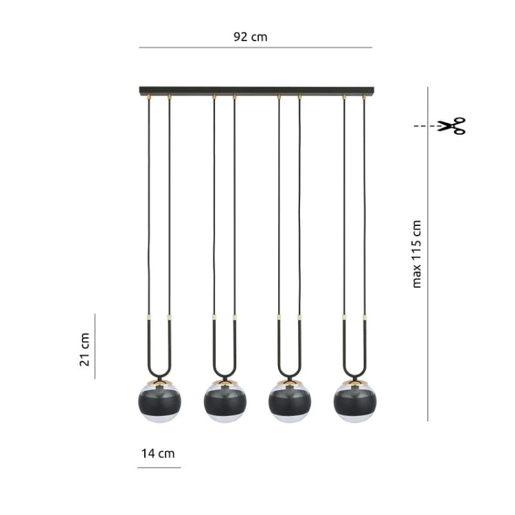 Glam 4 Black stripe - nowoczesna lampa wisząca nad stół w jadalni wymiary.jpg
