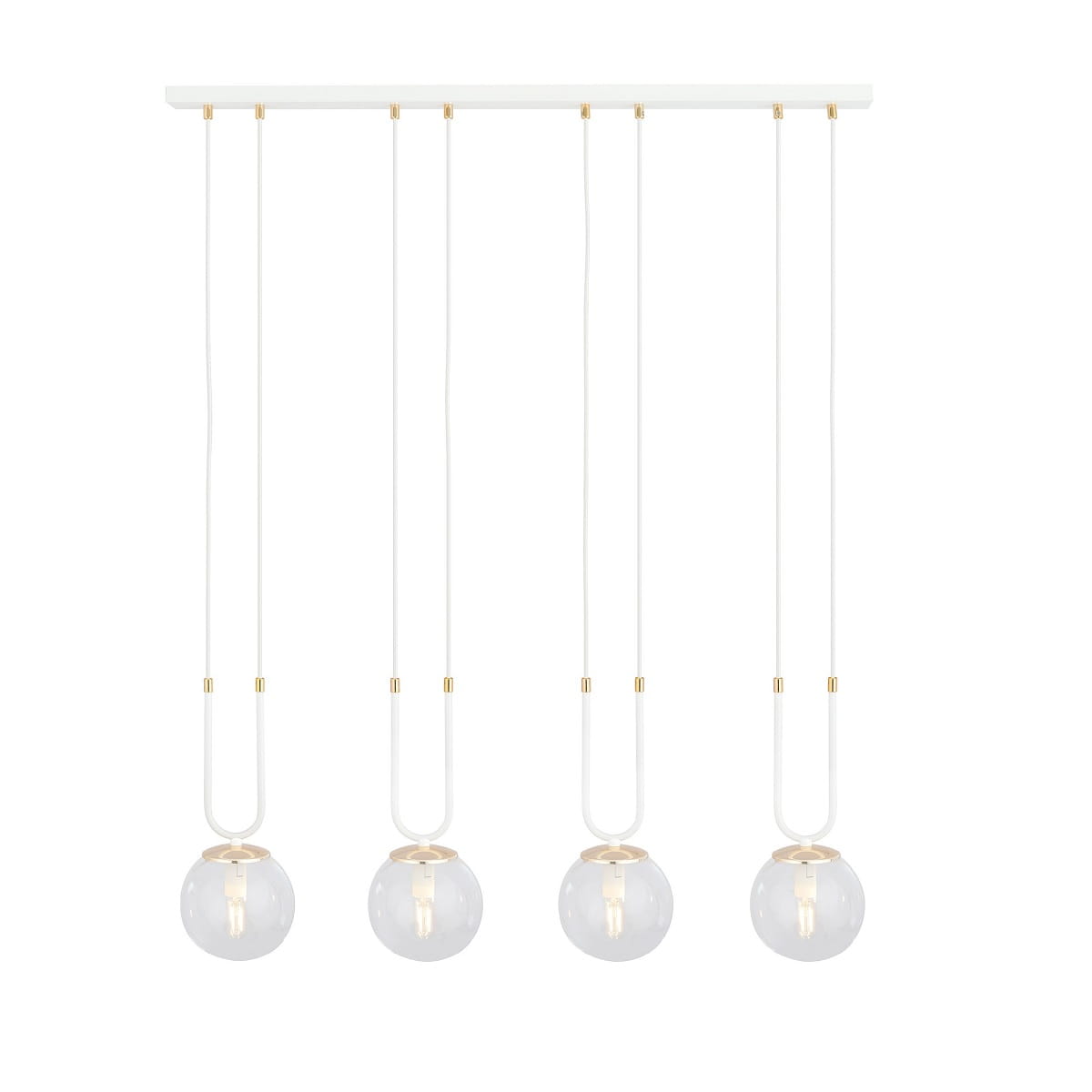 Glam 4 white - nowoczesna lampa wisząca do sypialni, klosze przezroczyste.jpg