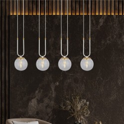 Glam 4 white - nowoczesna lampa wisząca do sypialni, klosze przezroczyste aranżacja.jpg