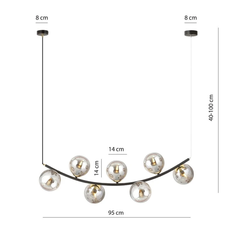Ritz 7 Grafit - żyrandol szklane kule, oświetlenie salonu wymiary.jpg