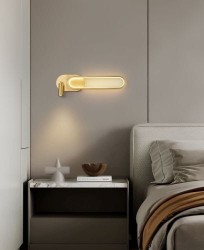 Arya Brass 48 - kinkiet nowoczesny, elipsa LED, jasny mosiądz. aranżacja.jpg