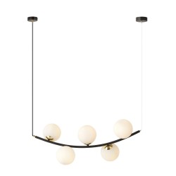 Ritz 5 White - wisząca lampa, żyrandol, pięć białych kul (2).jpg