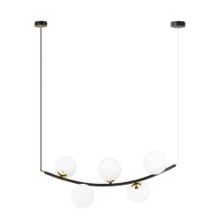 Ritz 5 White - wisząca lampa, żyrandol, pięć białych kul.jpg