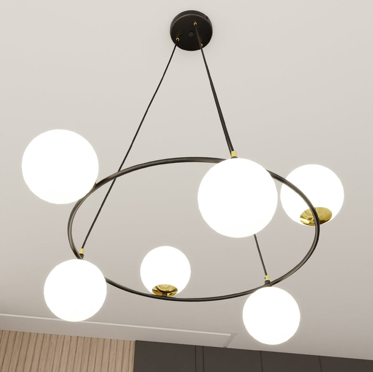 Azura 6 White– okrągła lampa wisząca, sześć mlecznych kloszy.jpg
