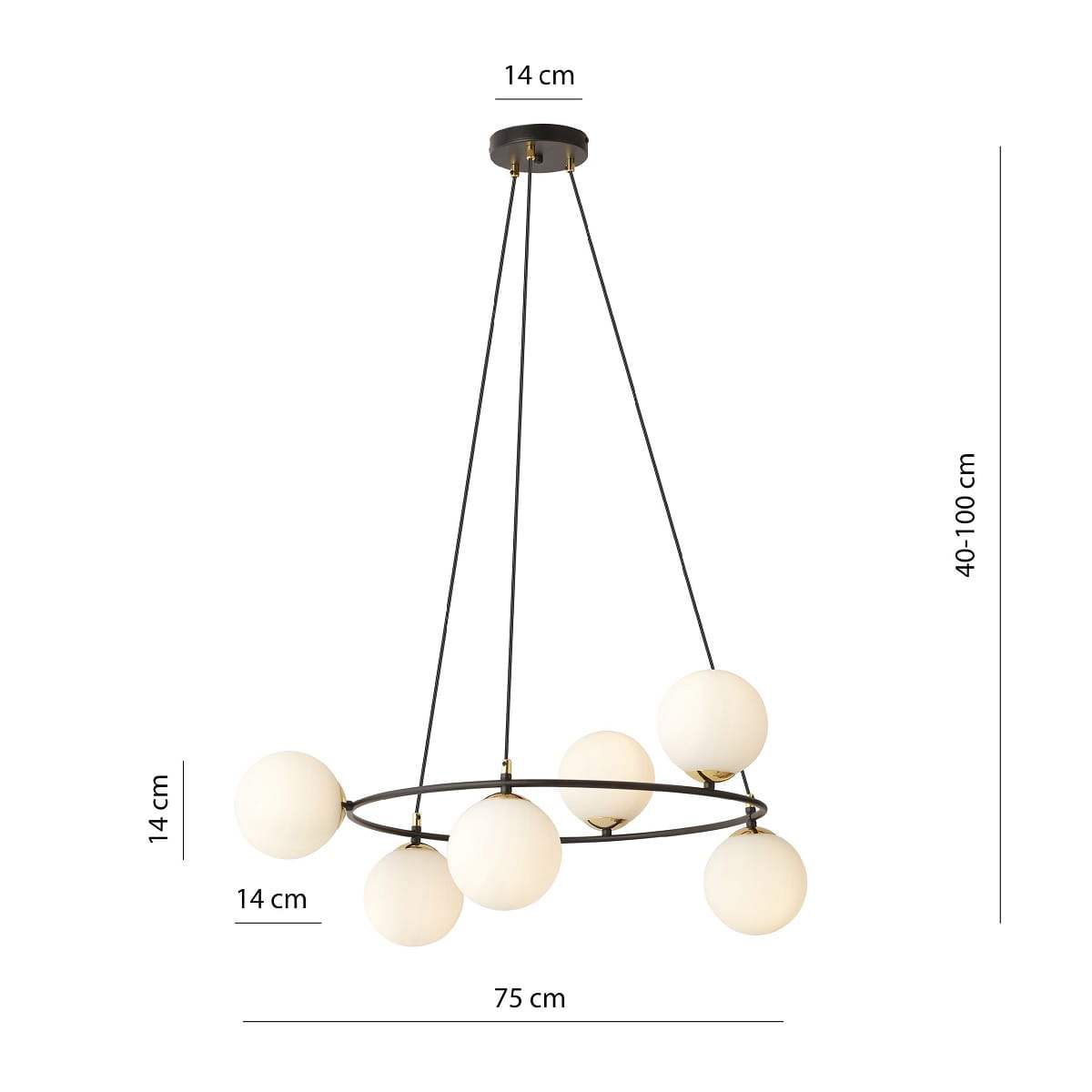 Azura 6 White– okrągła lampa wisząca, sześć mlecznych kloszy wymiary.jpg
