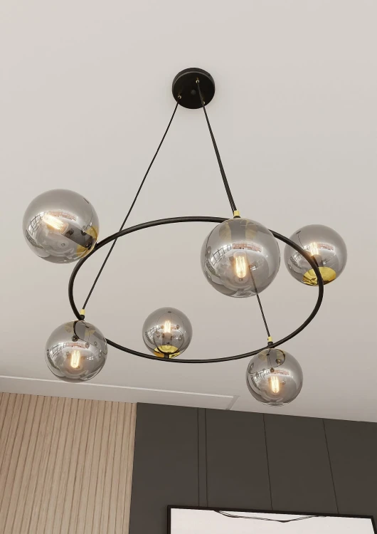 Azura 6 Grafit – okrągła lampa wisząca, sześć grafitowych kloszy (2).jpg