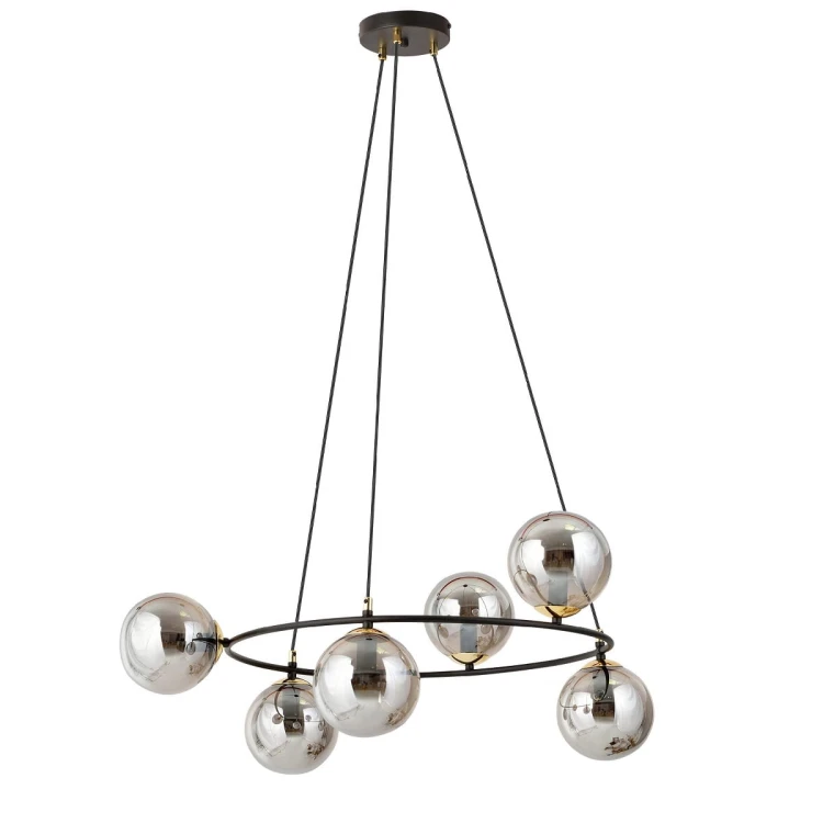 Azura 6 Grafit – okrągła lampa wisząca, sześć mlecznych kloszy.jpg