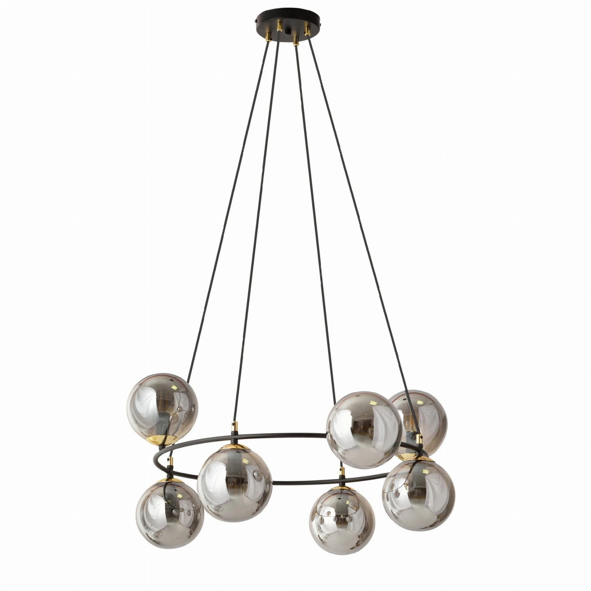 Azura 8 Grafit –  elegancka okrągła lampa wisząca, okrągłe szklane grafitowe kule (3).jpg