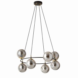 Azura 8 Grafit –  elegancka okrągła lampa wisząca, okrągłe szklane grafitowe kule (3).jpg