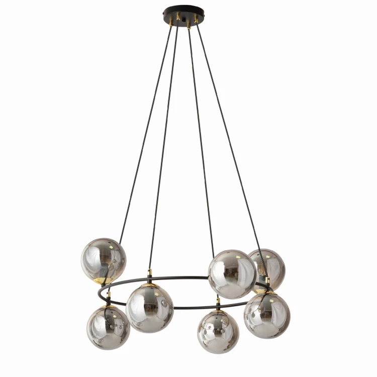 Azura 8 Grafit –  elegancka okrągła lampa wisząca, okrągłe szklane grafitowe kule (3).jpg