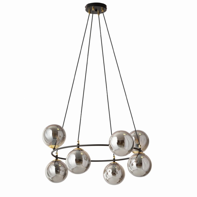 Azura 8 Grafit –  elegancka okrągła lampa wisząca, okrągłe szklane grafitowe kule (3).jpg