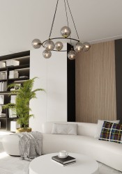 Azura 8 Grafit –  elegancka okrągła lampa wisząca, okrągłe szklane grafitowe kule (5).jpg
