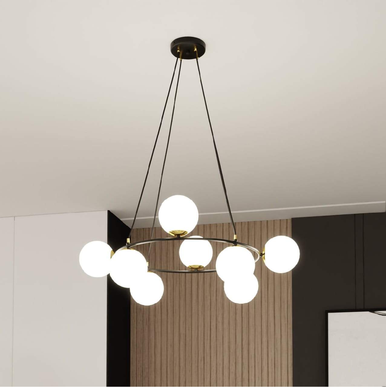 Azura 8 White–  elegancka okrągła lampa wisząca, okrągłe szklane białe kule, żyrandol.jpg