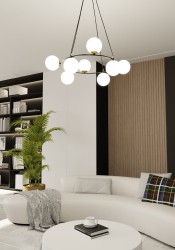 Azura 8 White–  elegancka okrągła lampa wisząca, okrągłe szklane białe kule aranżacja 2.jpg