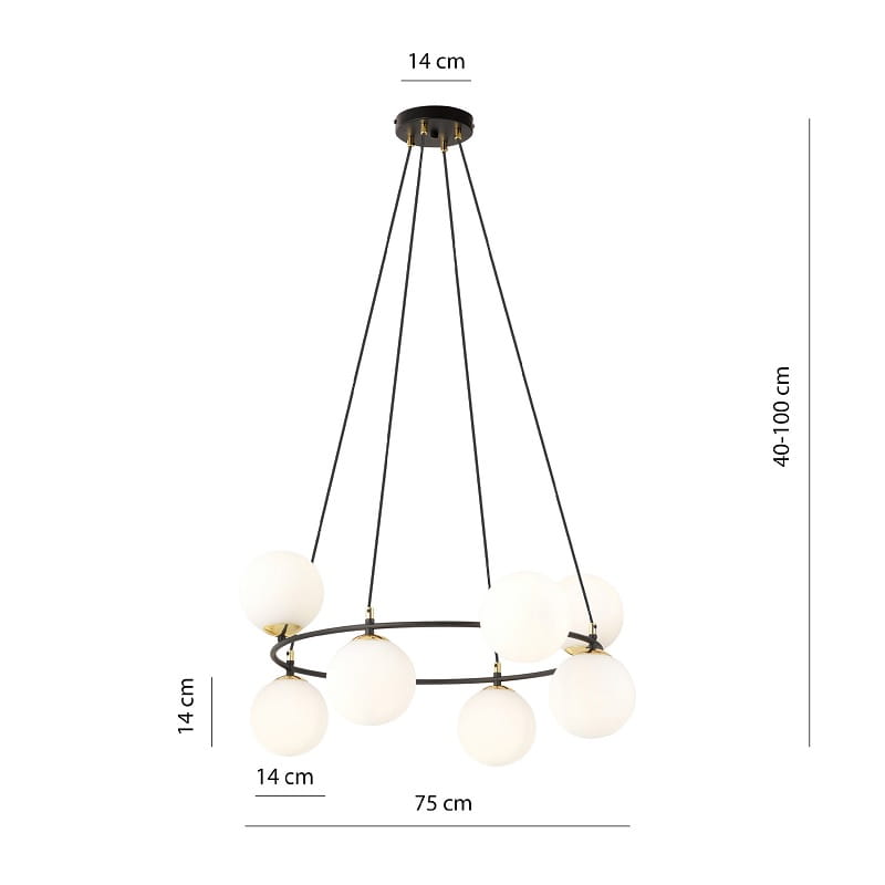 Azura 8 White–  elegancka okrągła lampa wisząca, okrągłe szklane białe kule wymiary.jpg