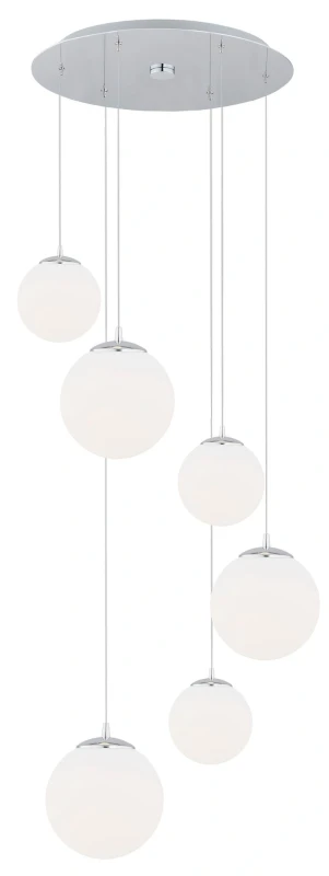 Optica-6-chrom-kule-szklane-białe-mleczne_-żyrandol-do-wysokich-pomieszczeń.webp