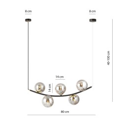 Ritz 5 Grafit- wisząca lampa, żyrandol, pięć bgrafitowych kul wymiary.jpg