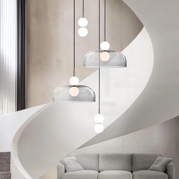 Twiny Glass duża lampa wisząca, szklany klosz, LED 11W aranżacja klatka schodowa.jpg