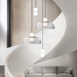 Twiny Glass duża lampa wisząca, szklany klosz, LED 11W aranżacja klatka schodowa.jpg