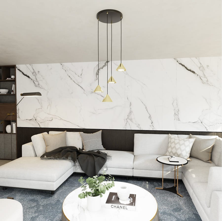 Elit 4 Premium Gold lampa wisząca do salonu w kolorze złotym aranżacja.jpg