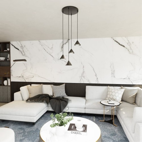 Elit 4 Premium Black lampa wisząca do salonu w kolorze czarnym, cztery klosze aranżacja.jpg